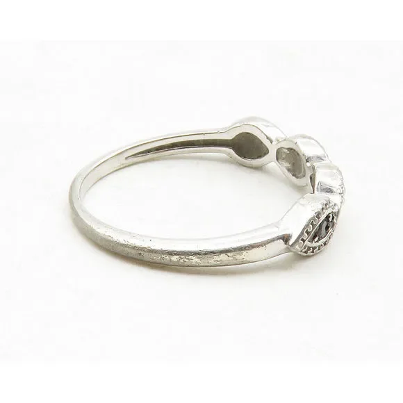 925 Sterling Silver Petite Black Hematite Shiny Swirl Band Ring Sz 7 RG13122 - Picture 3 of 5